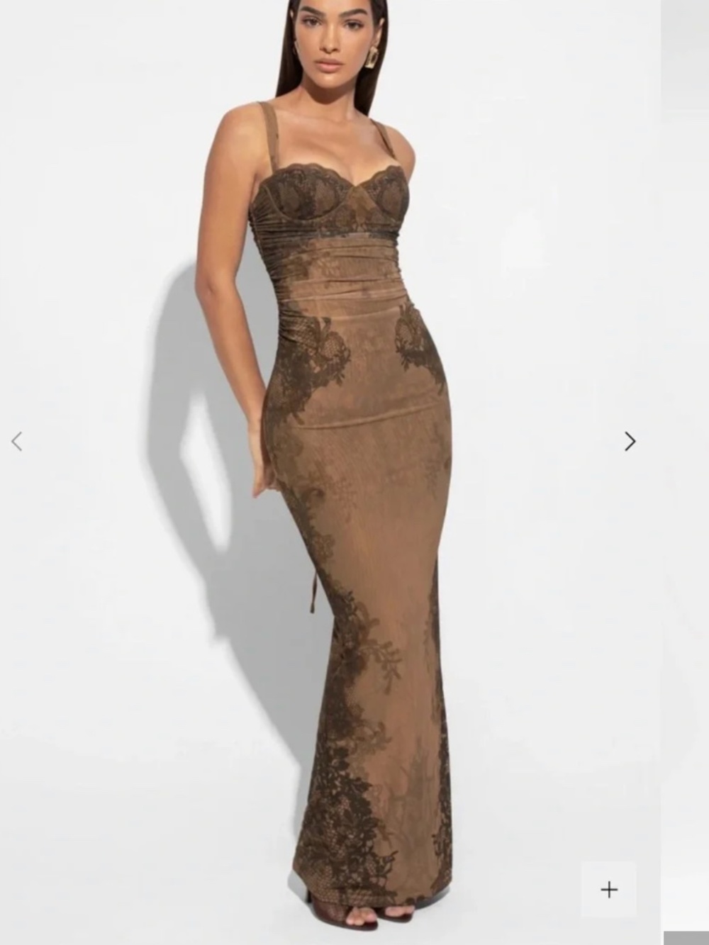Murci Brown Lace Corset Maxi Dress – Size 6 – NWT